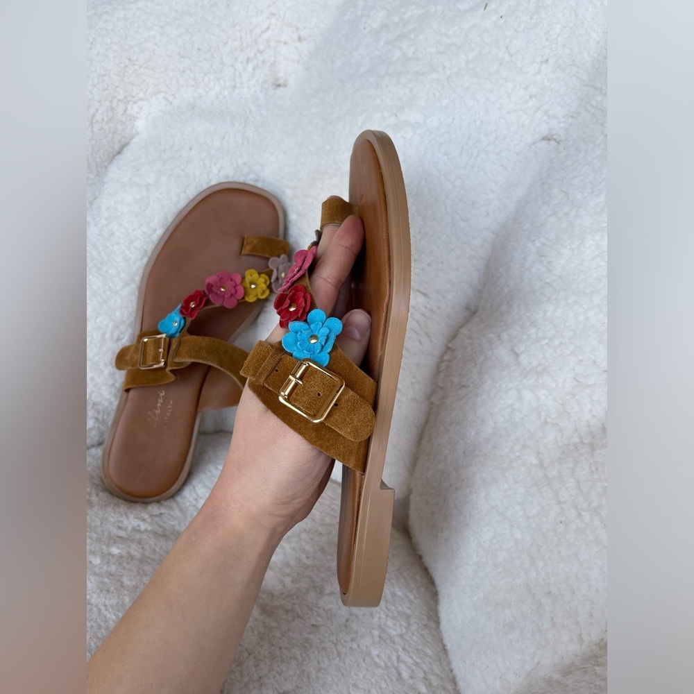 Stylish Floral Leather Sock Sandals in Brown and Multicolor by Avellino Women's - Picture 3 of 12